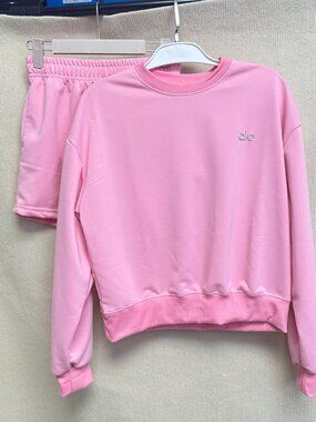 ALO Pink Long-Sleeve & Shorts Set — Size S